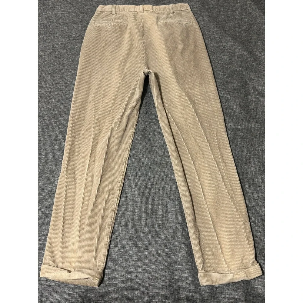 Britches Mens 35x34 Corduroy Pants Pleated Tan Khaki Cotton